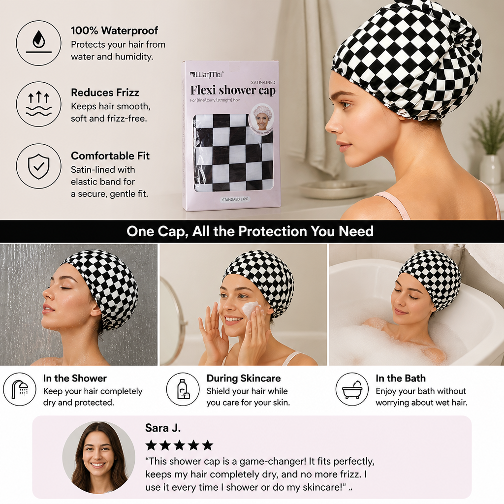 Practical Shower Cap – Waterproof Hair Care Cap to Protect Against Frizz & Moisture