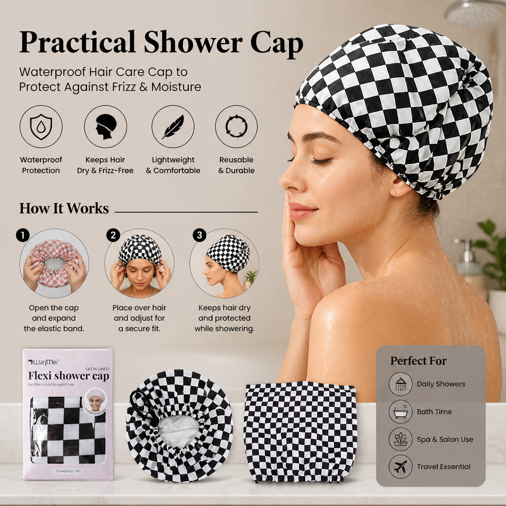 Practical Shower Cap – Waterproof Hair Care Cap to Protect Against Frizz & Moisture