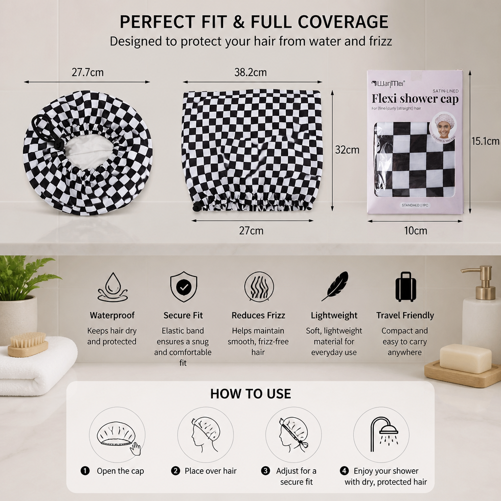 Practical Shower Cap – Waterproof Hair Care Cap to Protect Against Frizz & Moisture